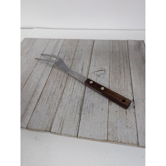 Vintage Household Stainless Steel Meat Fork 12" Wood Handle - Picture 5 of 7